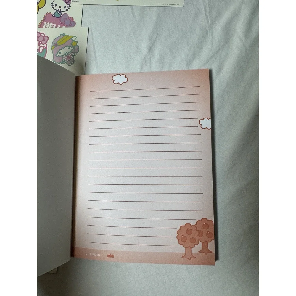 Sanrio Hello Kitty Puffy Glitter Red Bow Journal Notebook w/ Sticker Sheets 2023